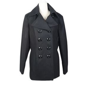 Vintage Jason Kole Black Wool Double-Breasted Peacoat Jacket L